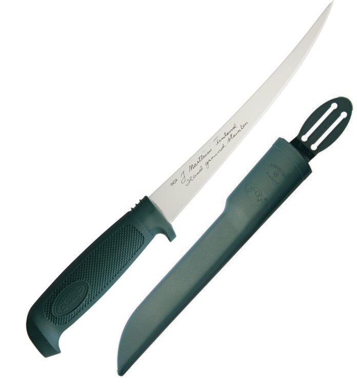 Marttiini Basic Fillet Fixed-Blade Knife 7.5″ Stainless Steel Blade Green Rubber