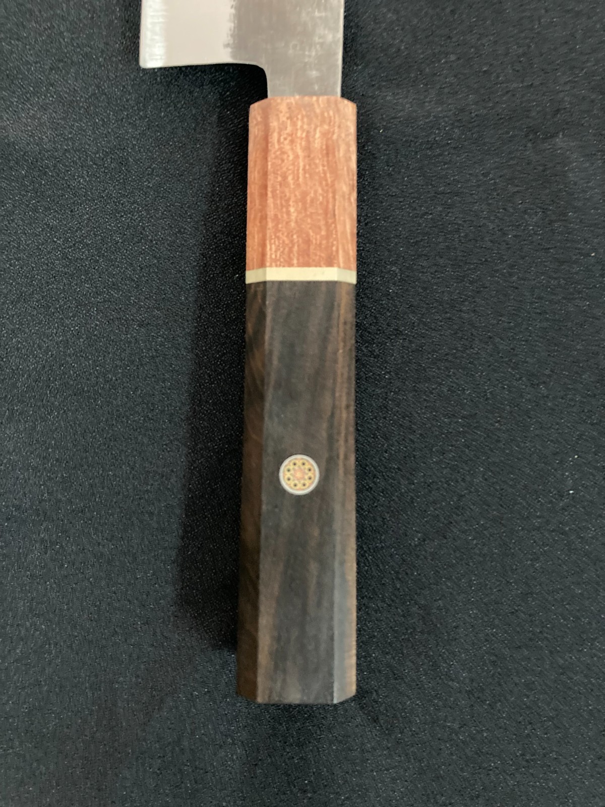 Japanese Santoku Knife 170mm Damascus Hammered Finish Wooden Handle 76