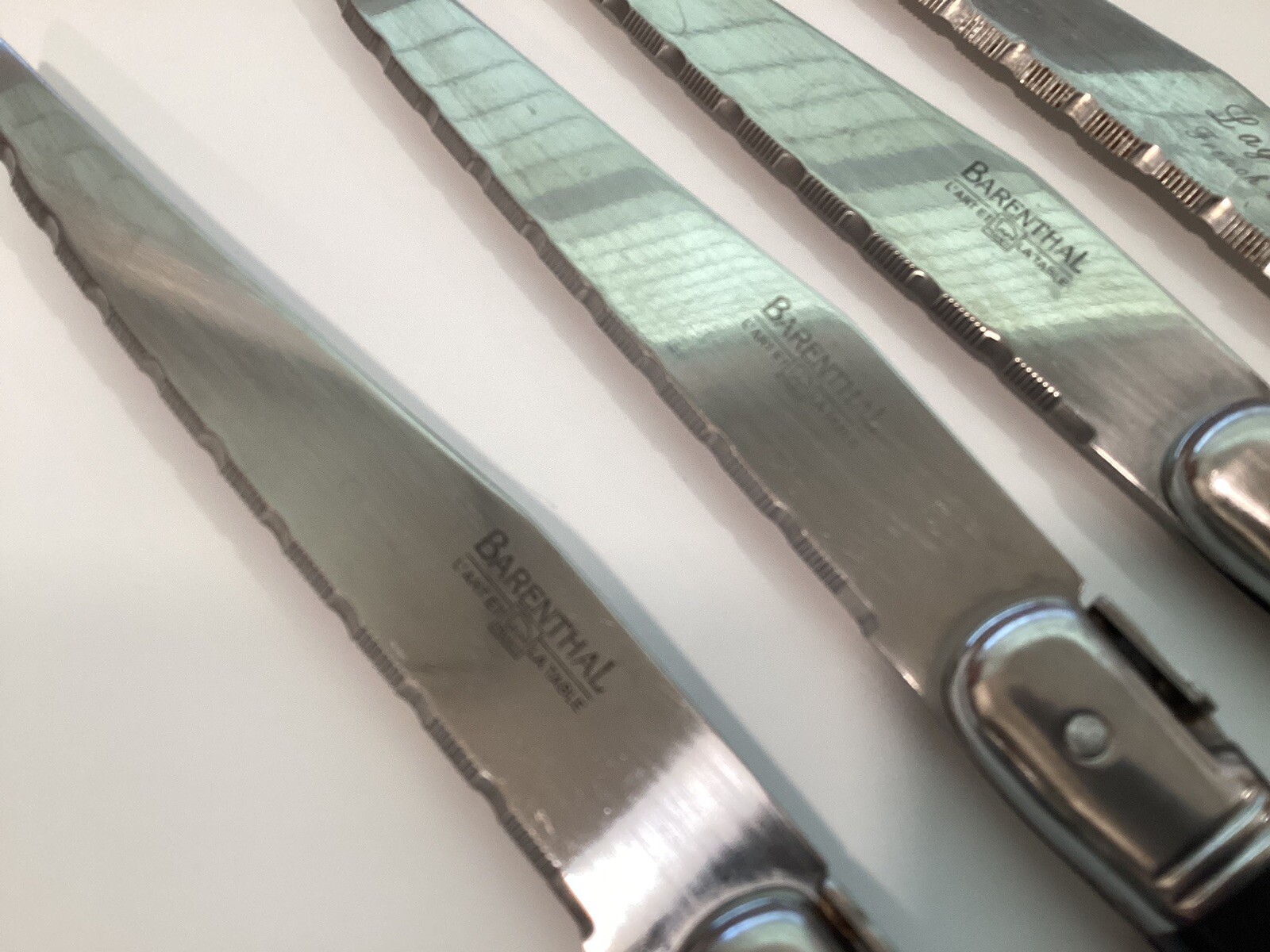 Barenthal France 4 Piece Laguiole Steak Knifes 3 Black 1 Blue Handle