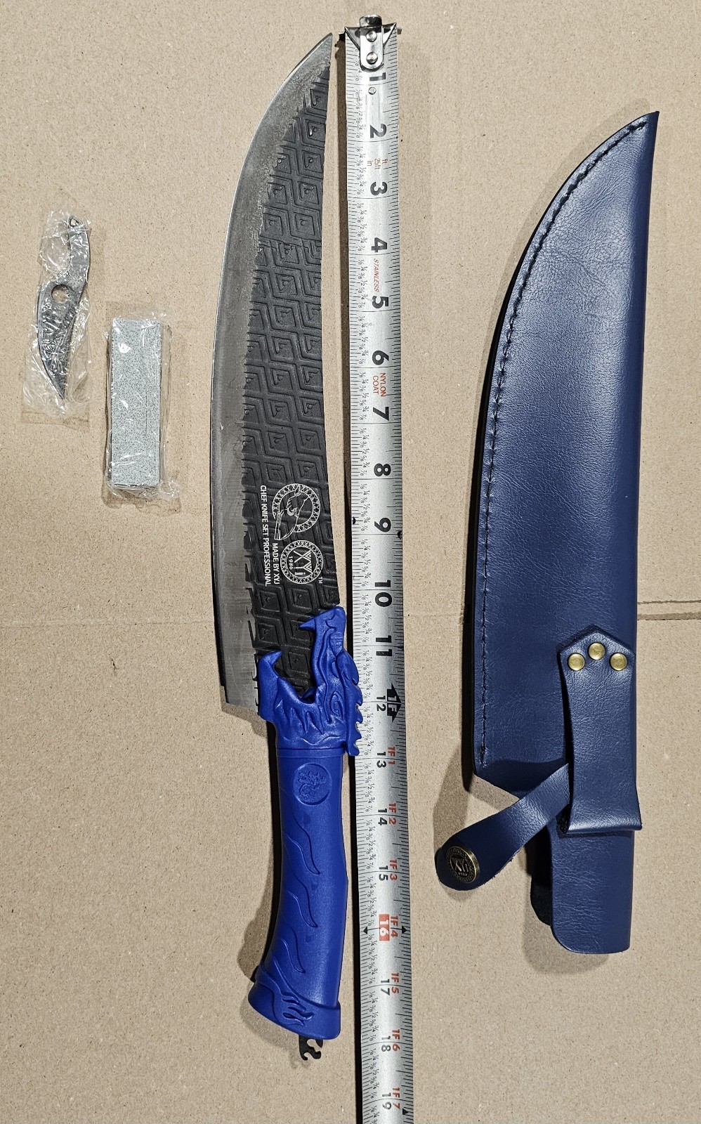 12 Inch Dragon Chef Knife Boning Knife Full Tang Very Sharp w/stone Mine Knife
