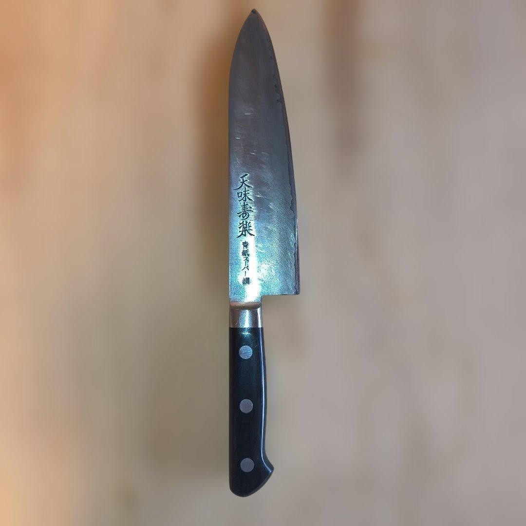 Tenmi Juraku Aogami Super Steel Santoku Knife 180mm Blade Used