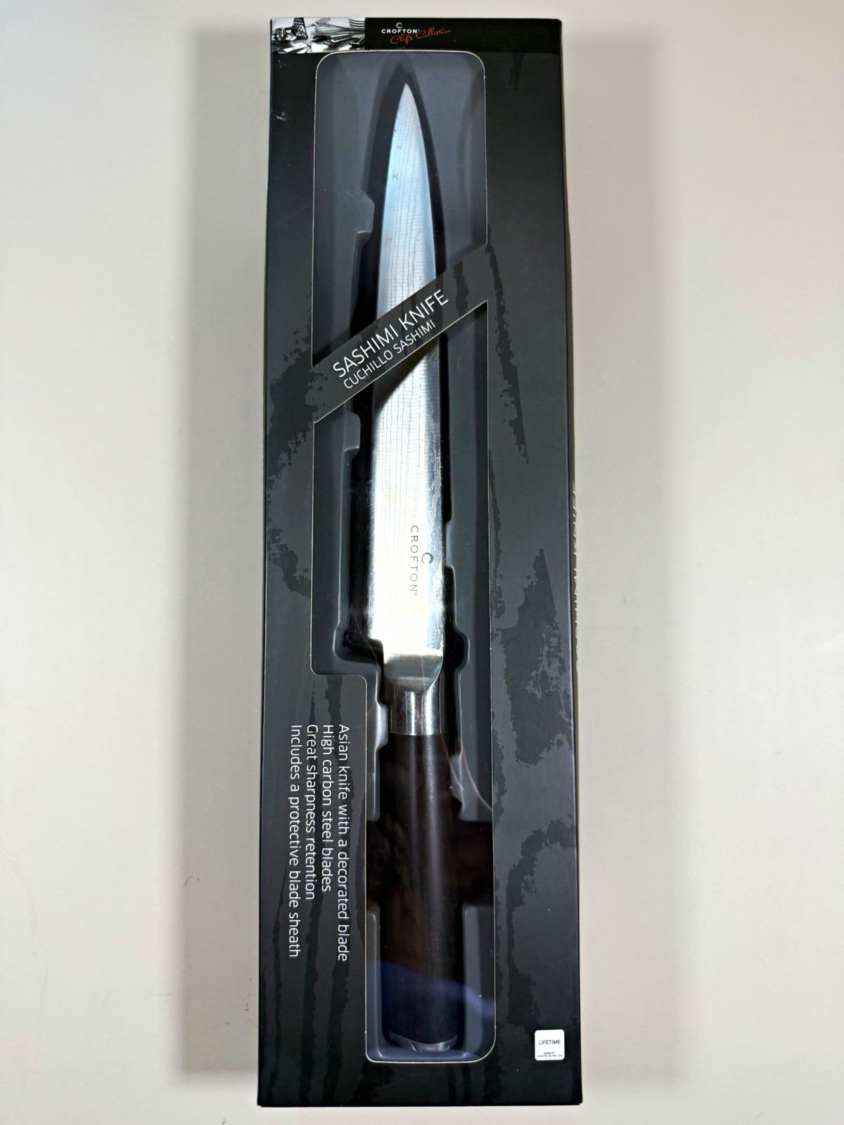 Crofton Chef’s Collection 8 in Sashimi Knife Straight Edge Stainless w/Sheath