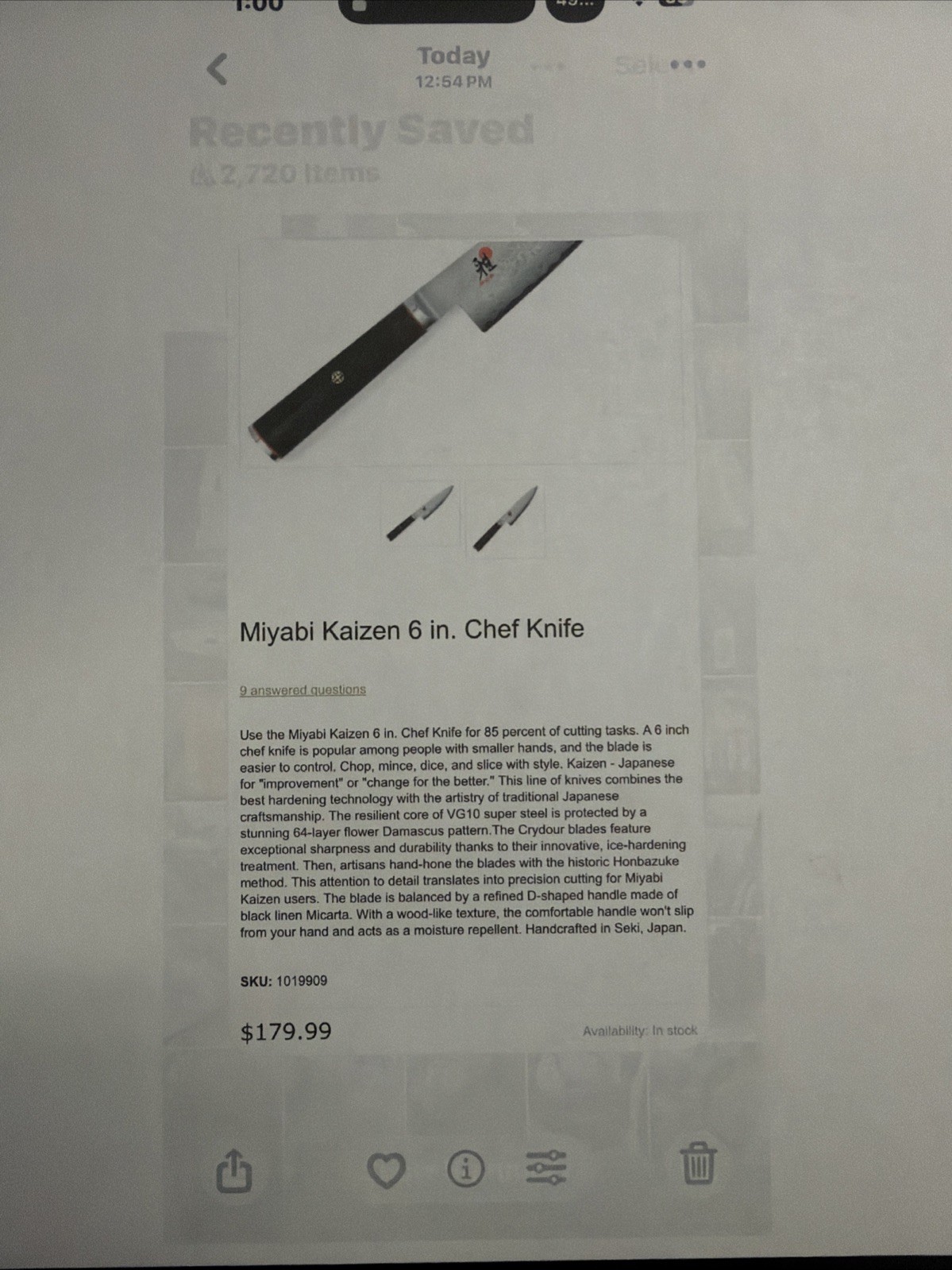 Miyabi Kaizen 6in Chef Knife 34183-160