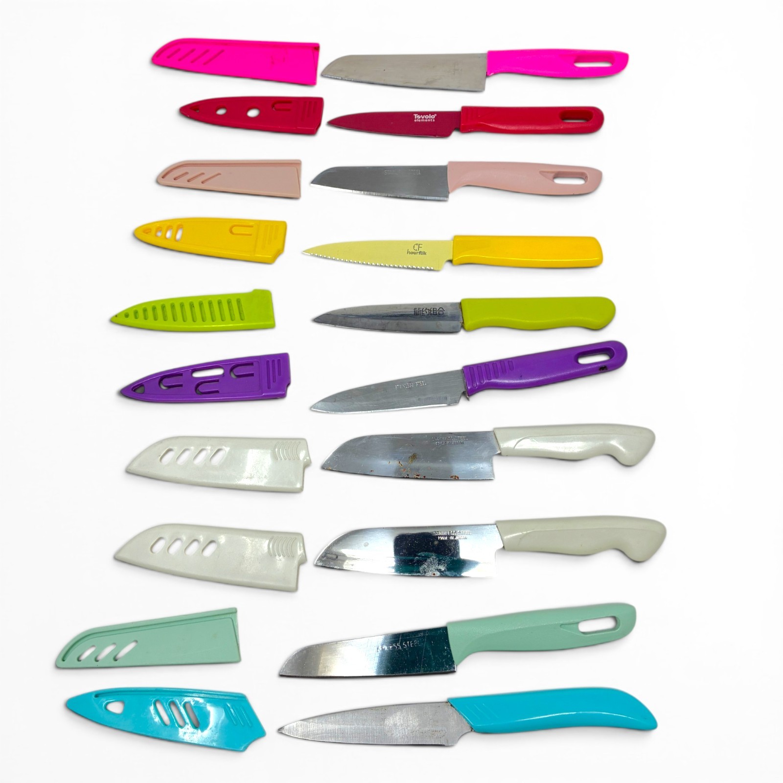 Tovolo Elements, Assorted Japanese Santoku Lot Mixed Kitchen Knife Pack, 10 Pcs