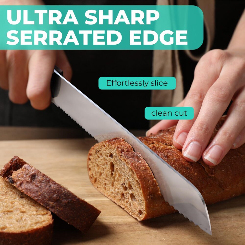 HAUSHOF 10inch Bread Knife Serrated Bread Knife Stainless Steel Bread Cutter NEW