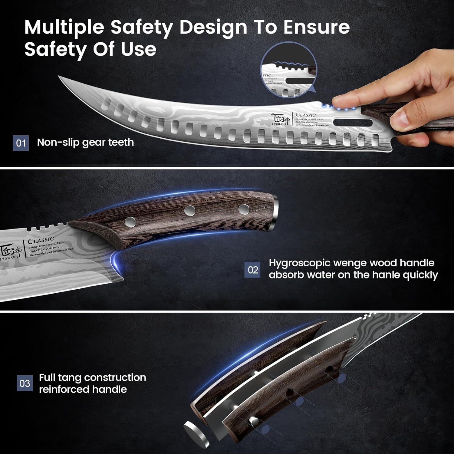 New Sealed 3-Piece Knife Set, High Carbon Steel Cleaver, Slicing & Boning Father