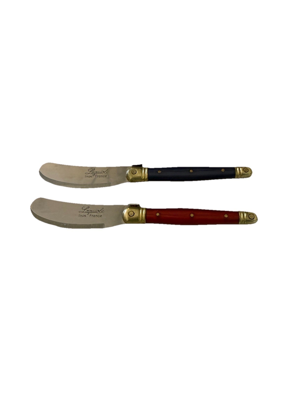 Laguiole Inox 6″ Spreader Knife Set of 2 Blue/Red France