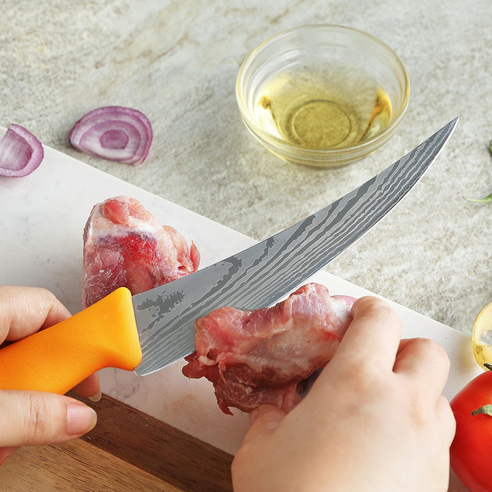 2PCS Curved Boning Knife 6 Inch Deboning Knife Premium Stainless Steel Fillet