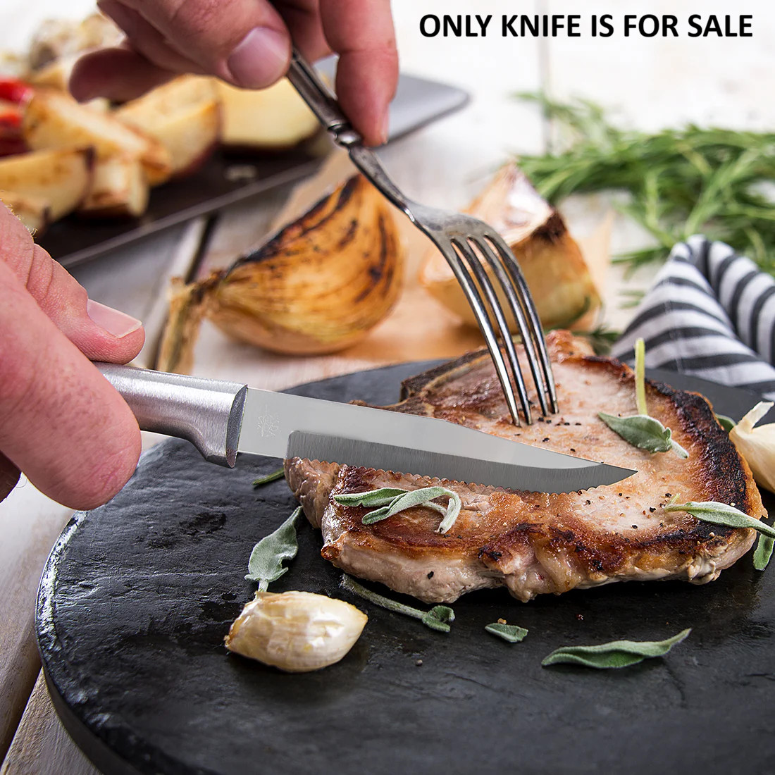 Rada Cutlery Steak Kitchen Knife 3.88″ T420 Steel Blade Silver Aluminum Handle