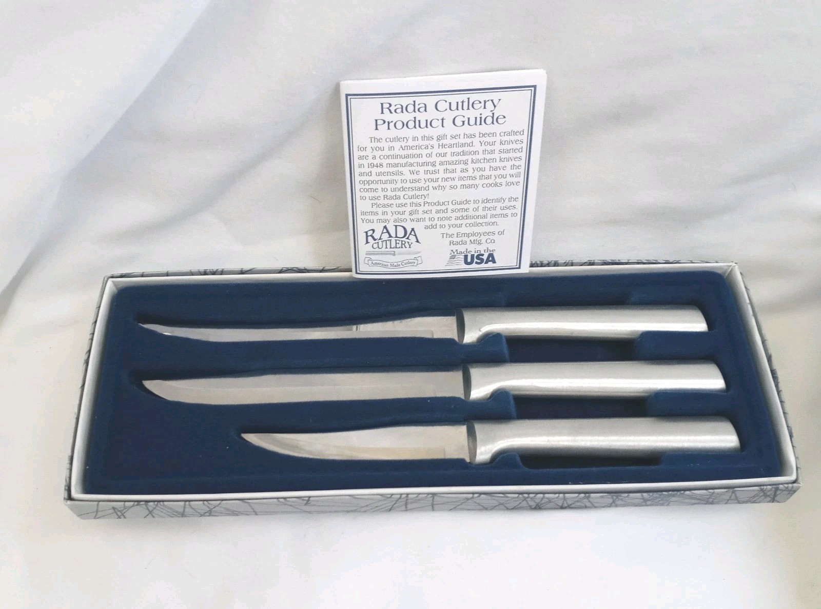 Rada 3 Piece Knife Set Silvertone Serrated & Straight Blades