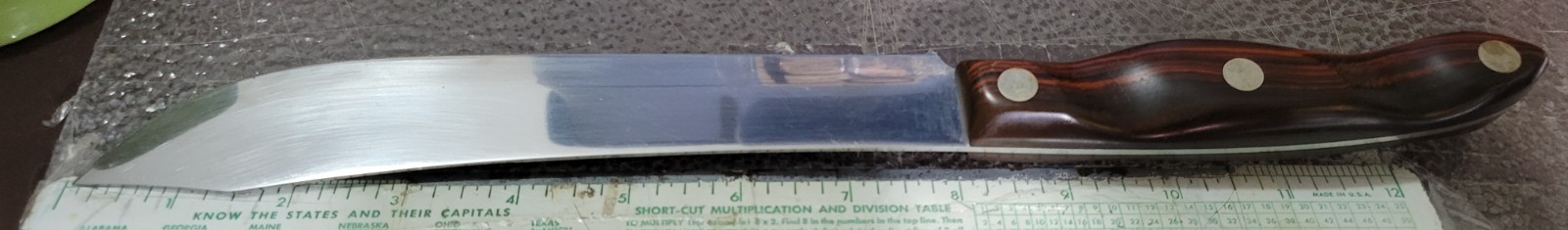 Vintage Cutco No. 1022 Butcher Knife Brown Orange Swirl Handle USA Made