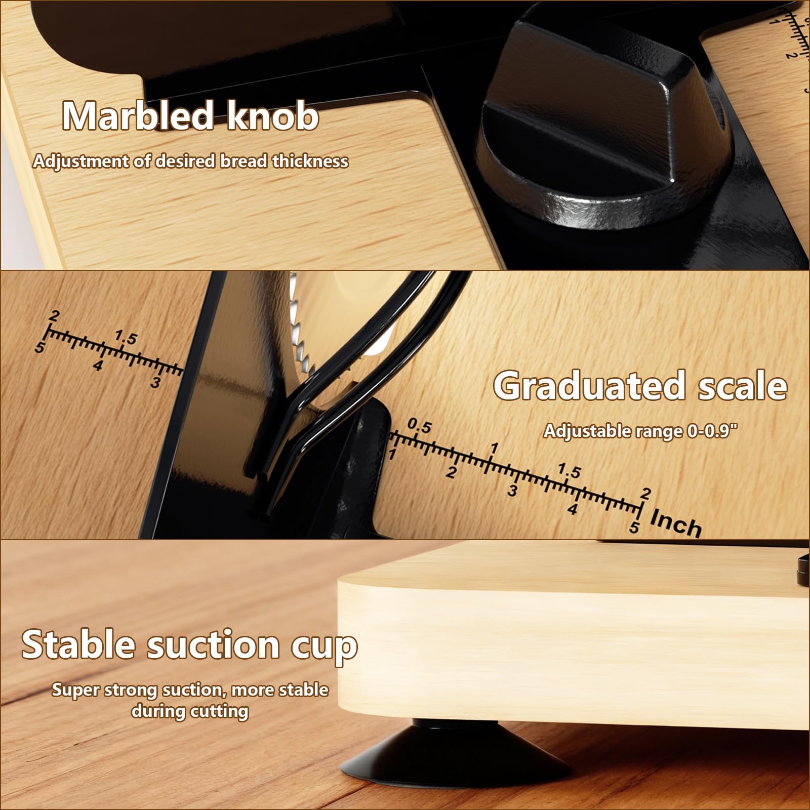 Upgraded Hand Crank Bread Slicer Manual Bread Slicer Adjustable Thickness