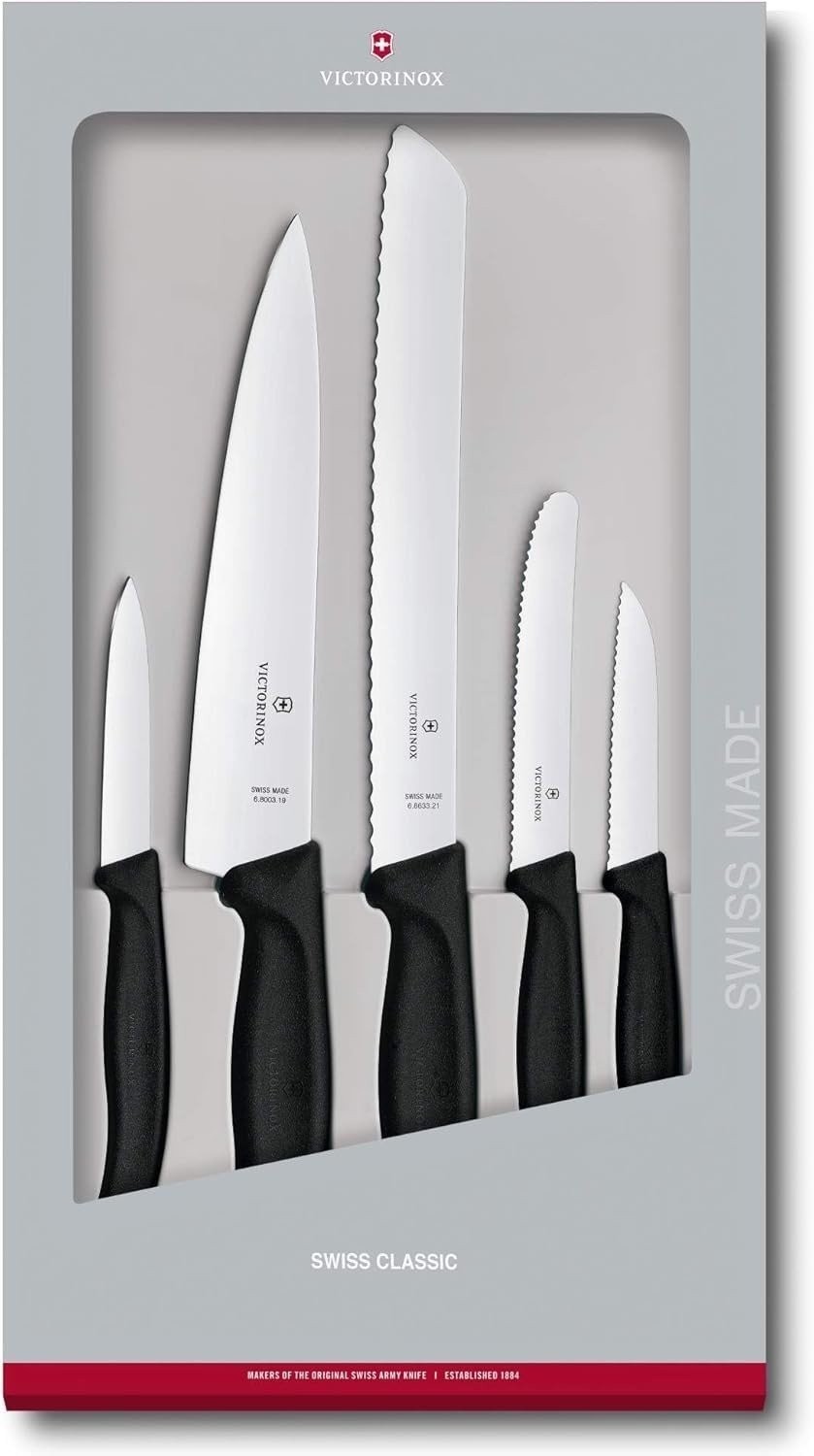 Victorinox Swiss Classic Kitchen Knife Set, 5 Pieces – Paring Knives – Black