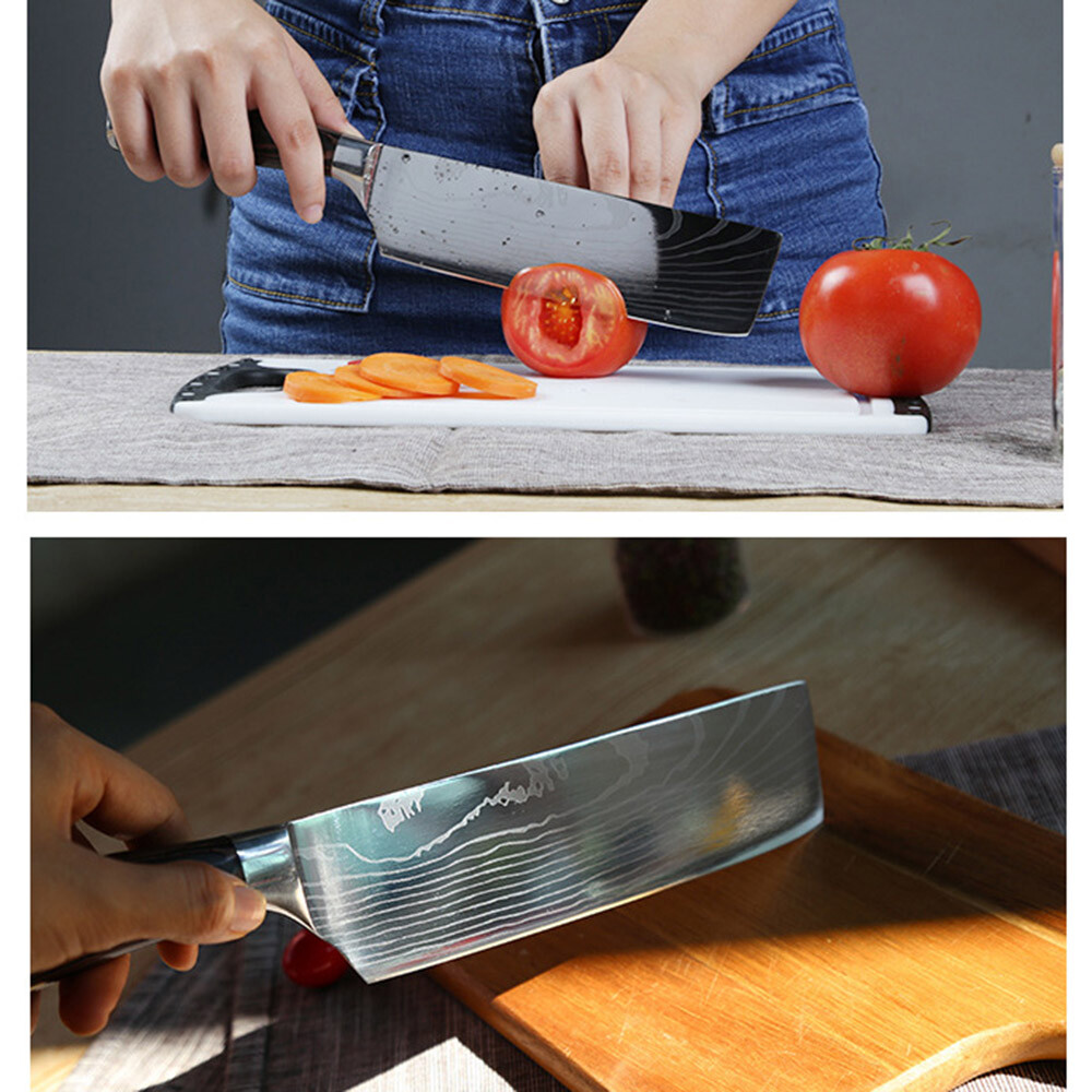 7 inch Nakiri Cleaver Kitchen Knife Stainless Steel Vegetable Chef Knives