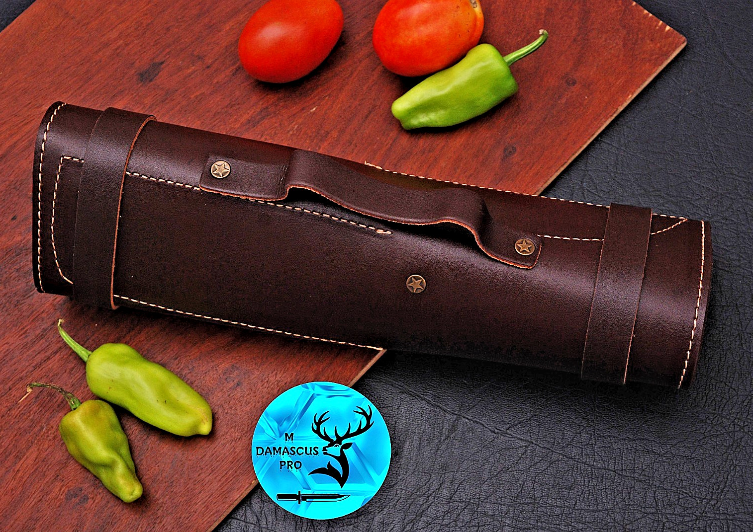 Custom Hand Made Forged Damascus Steel Chef Set Kitchen Knives 1589