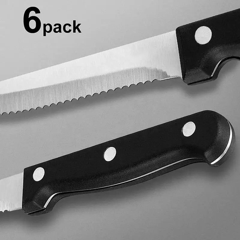 Stainless Steel Steak Knives Set Sharp Serrated Edge Dishwasher Safe Cutlery