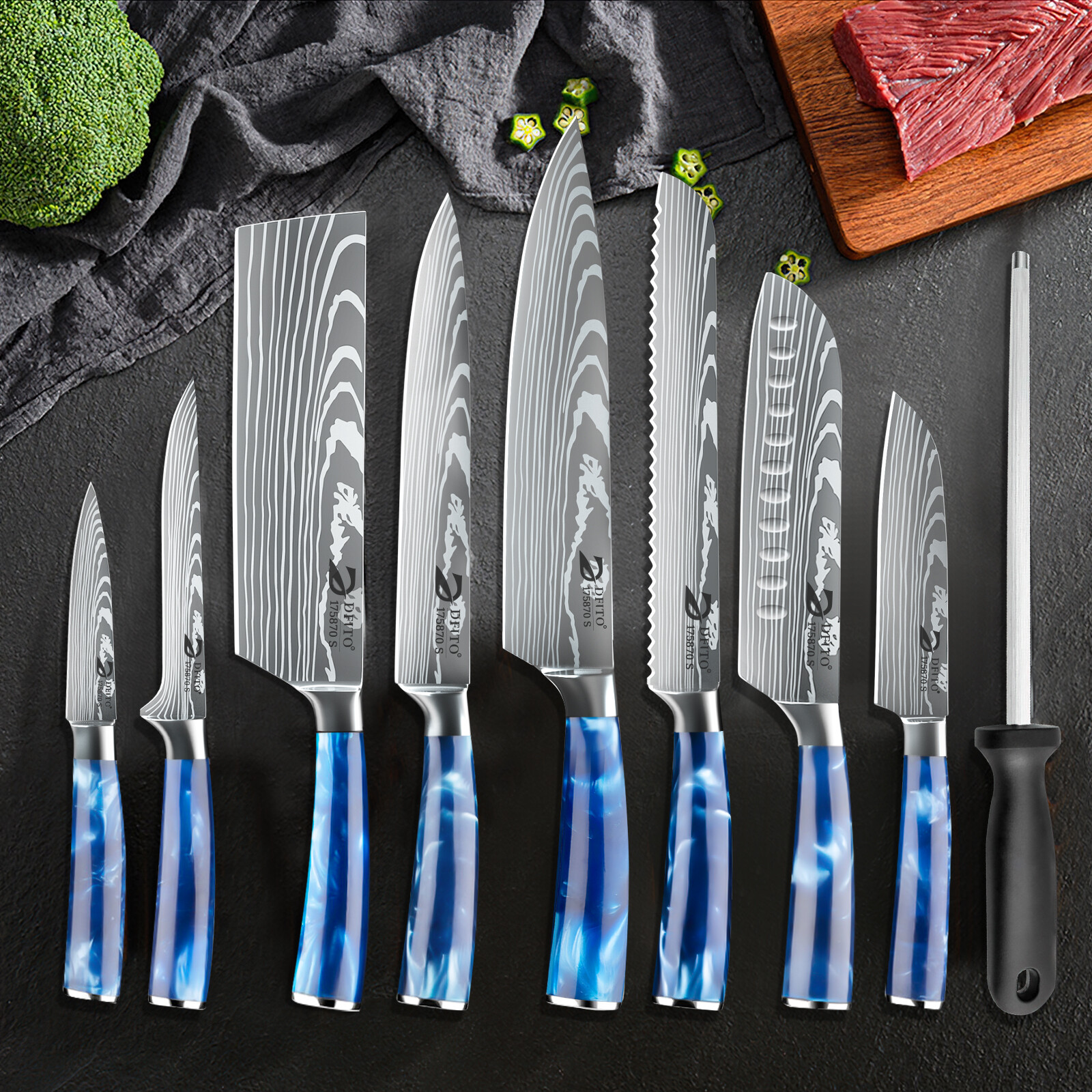 Handmade HAND FORGED DAMASCUS STEEL CHEF KNIFE Set Kitchen Knives Set US