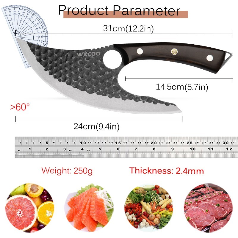 4PCS Stainless Steel Boning Knife Handmade Meat Cleaver Camping Kitchen Knife