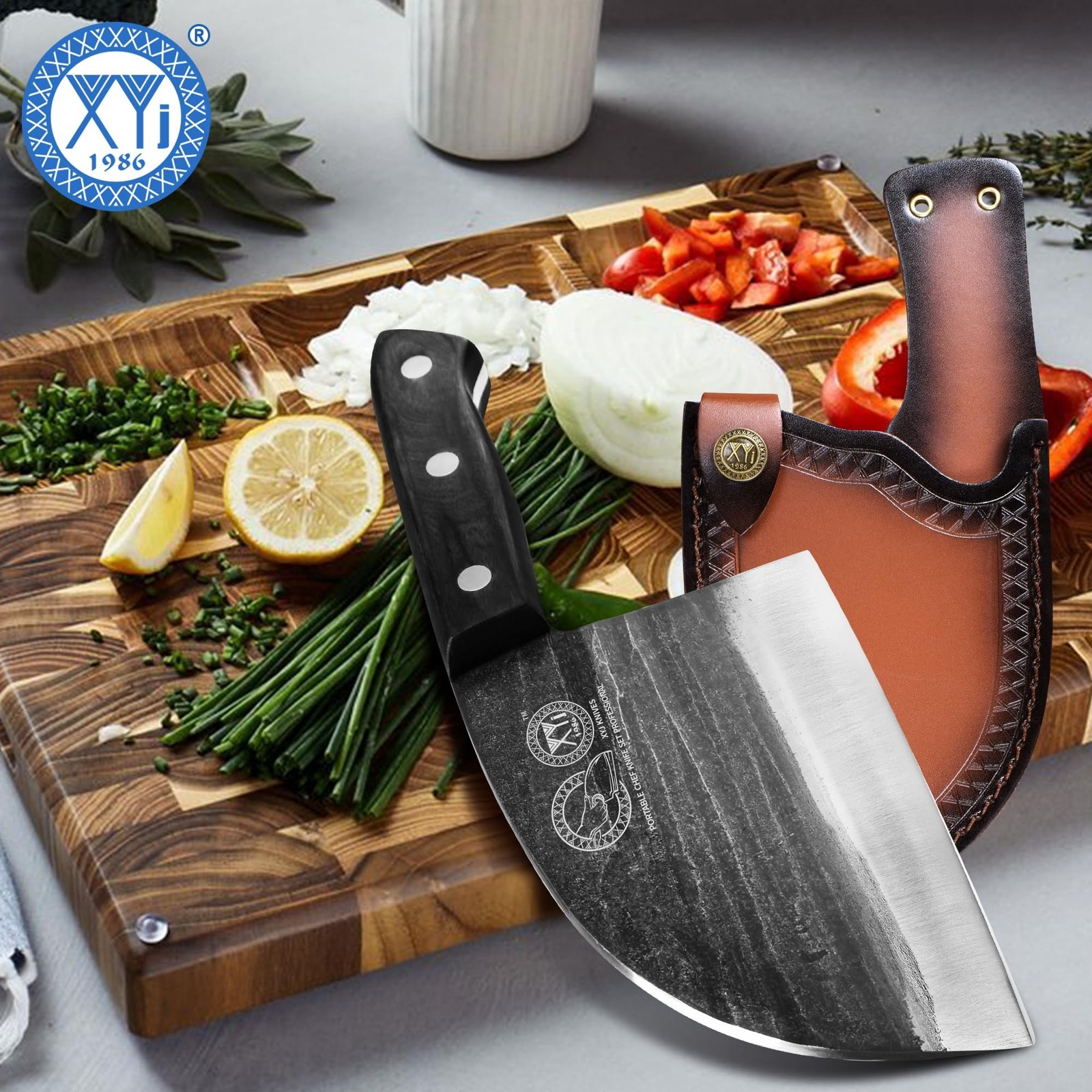 XYJ Authentic Since 1986,6 Inch Serbian Chef Knife With Sheath,Handmade Forge…