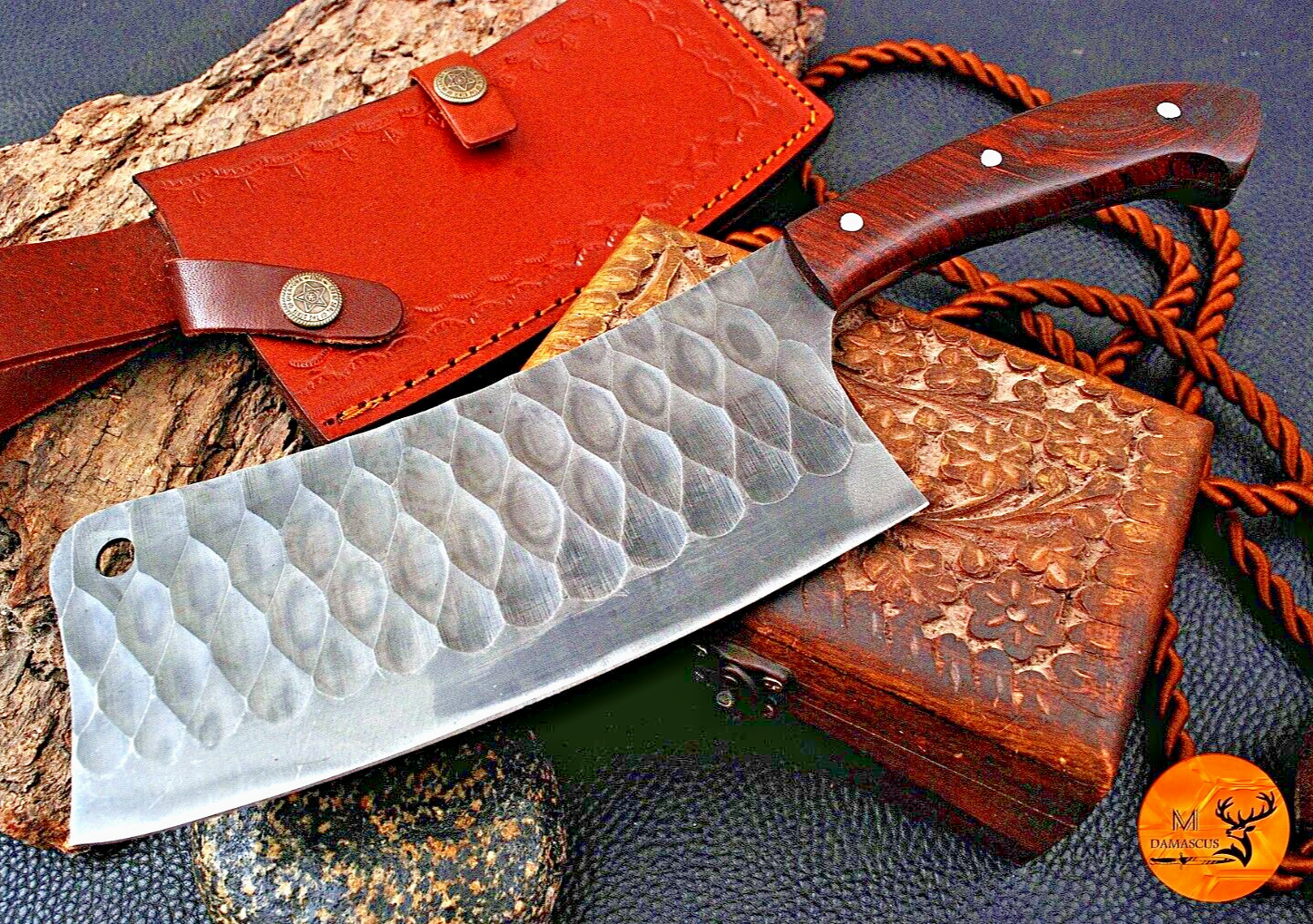 CUSTOM MADE HAND FORGE CARBON STEEL CLEAVER MEAT CHOPPER BUTCHER KNIFE 1806