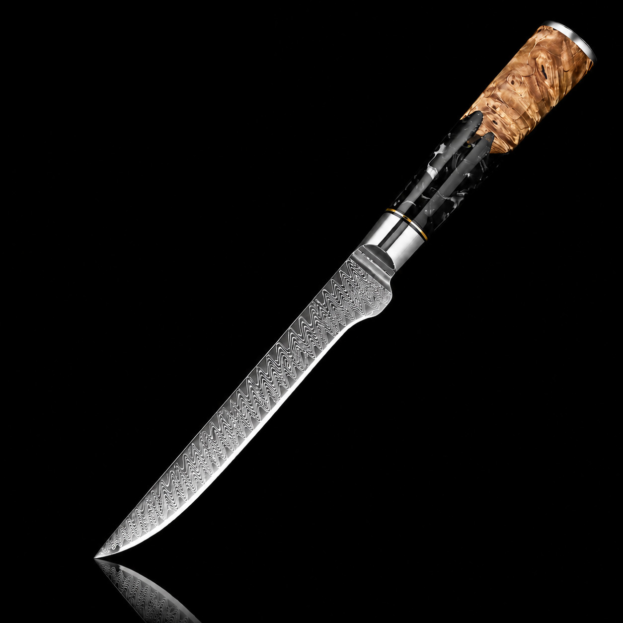 3-Piece Damascus Knife Set 67-Layer VG10 Japanese Kitchen Knives Black Resin