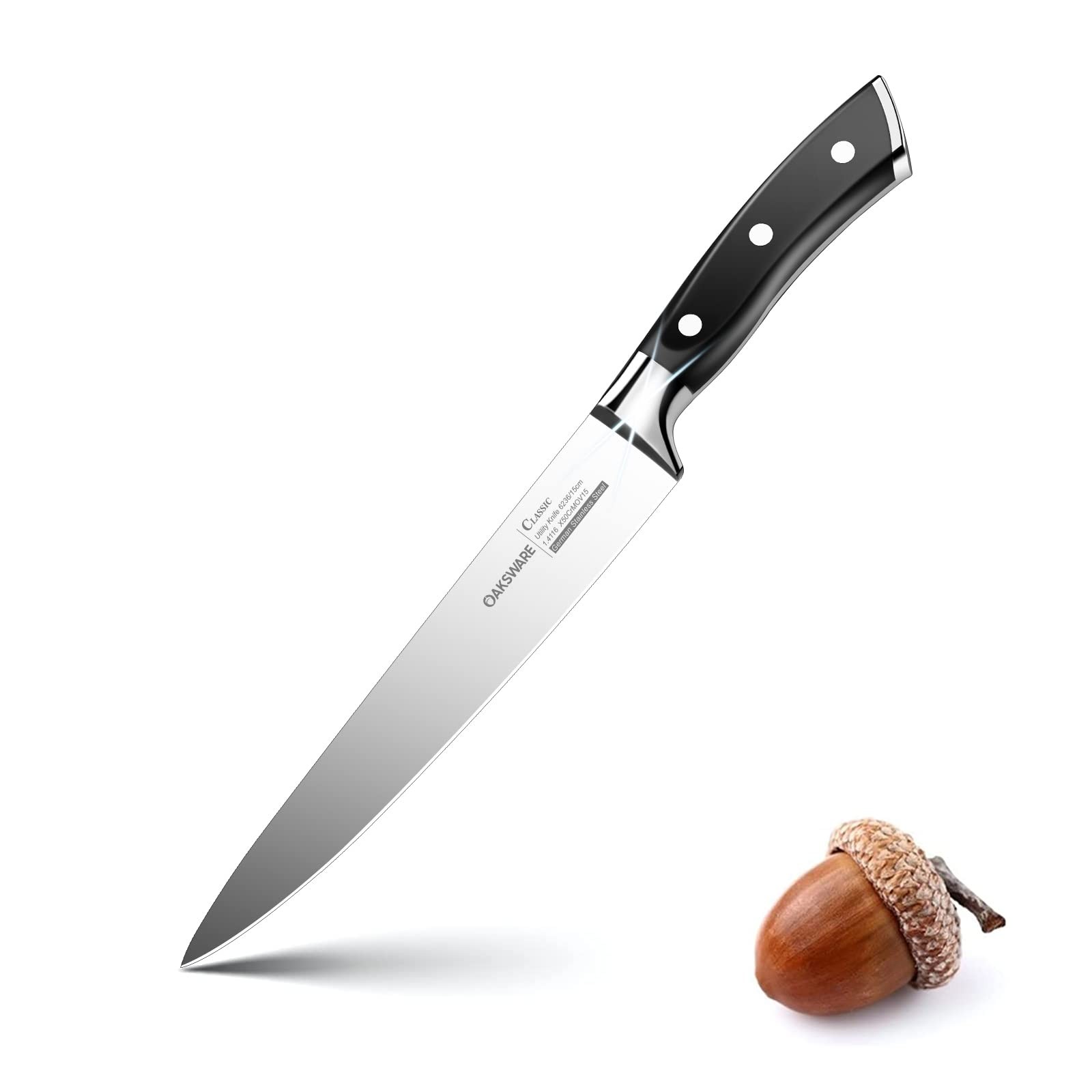 OAKSWARE 5.5-Inch Kitchen Utility Knife, German Stainless Steel, Full Tang, P…