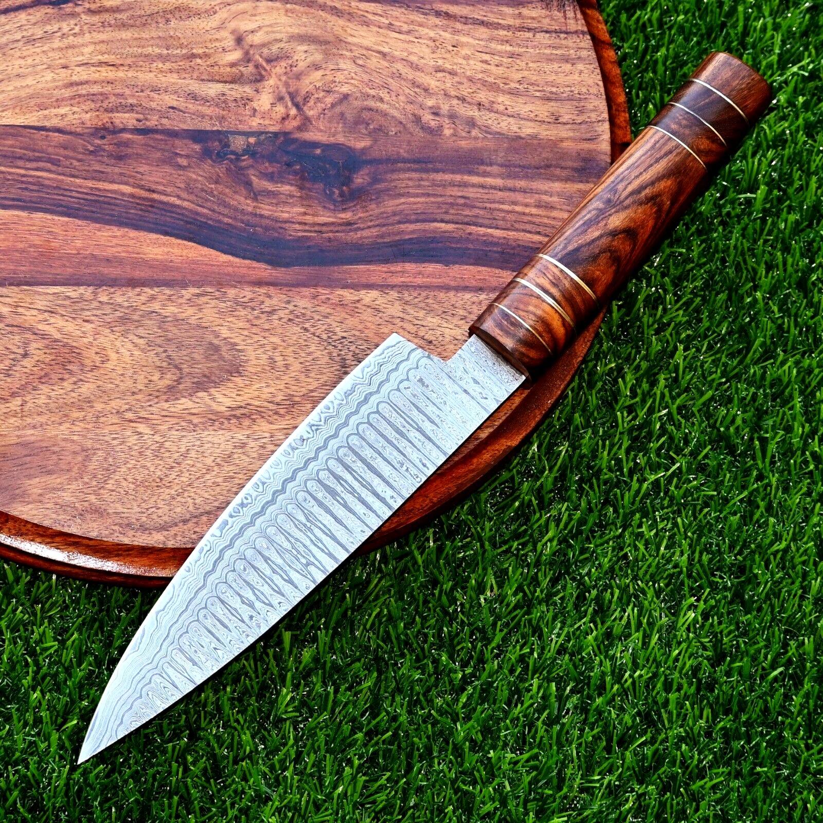 CUSTOM MADE DAMASCUS STEEL KITCHEN CHEF KNIFE FORGED STEEL & WOOD HANDLE 2864