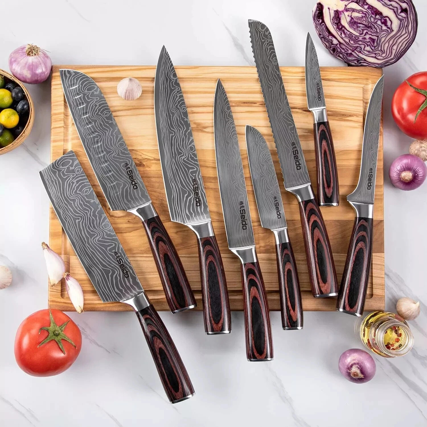 Seido Knives Japanese Master Chef Knife Set, 8-Piece Professional Kitchen Knives