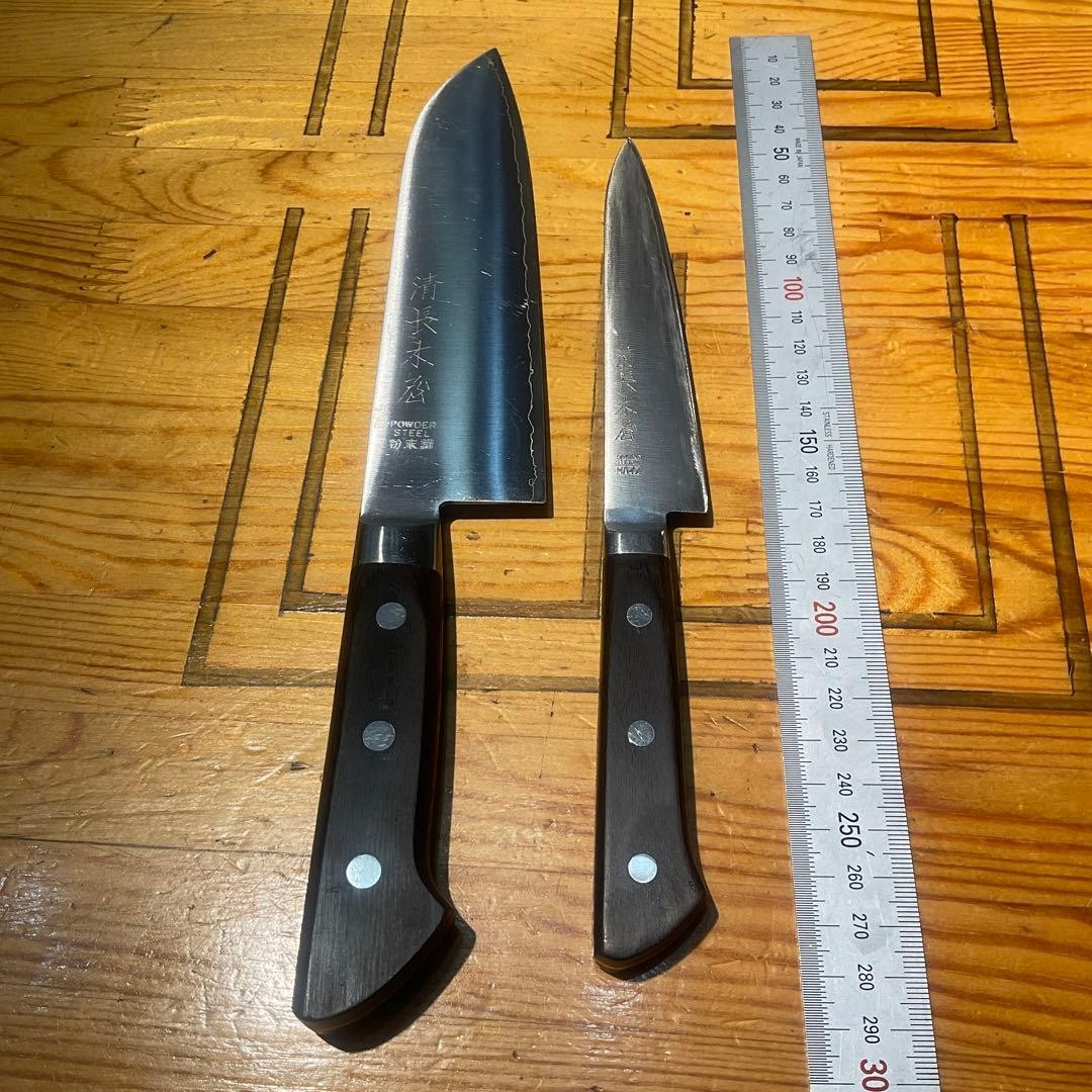 Seicho Kiya Powdered High-Speed ​​Steel Santoku Knife and Petty Knife Set