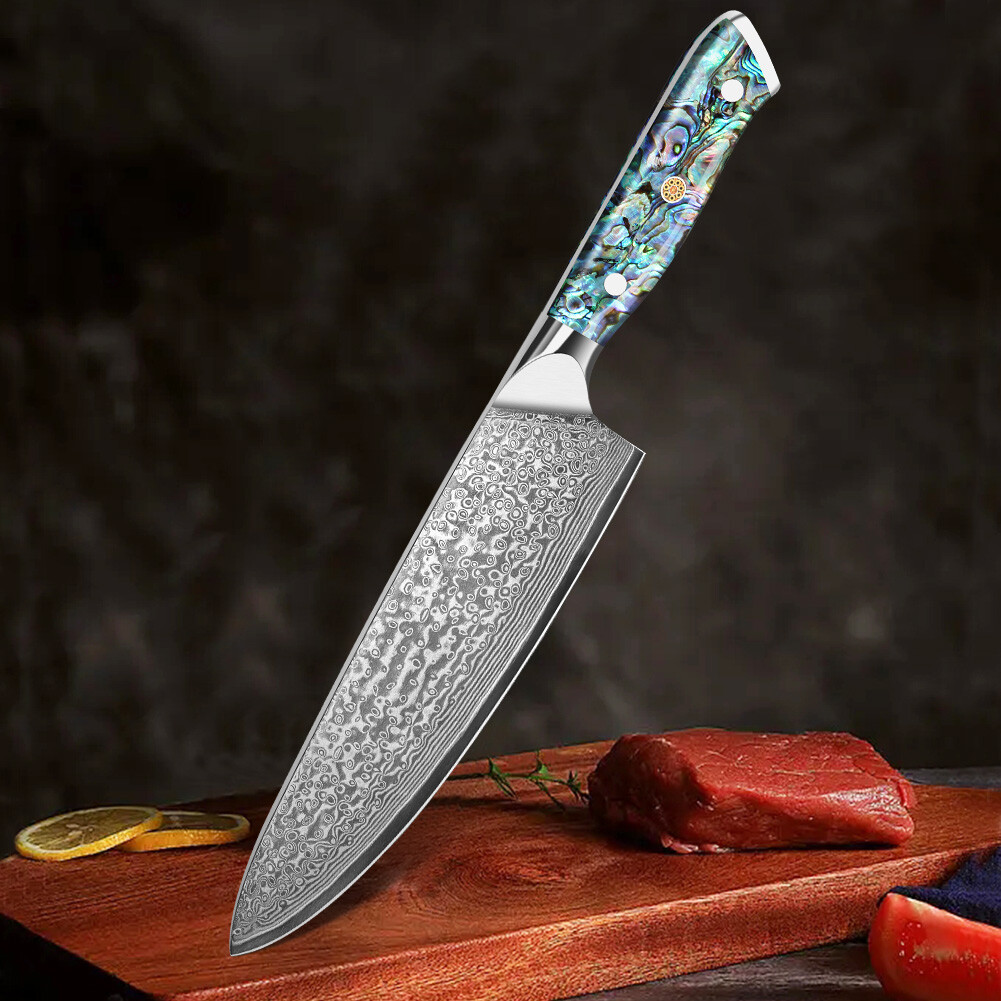 8 Inch Damascus Kitchen Knife Chef Knife Damascus steel Cleaver Knife Gift box