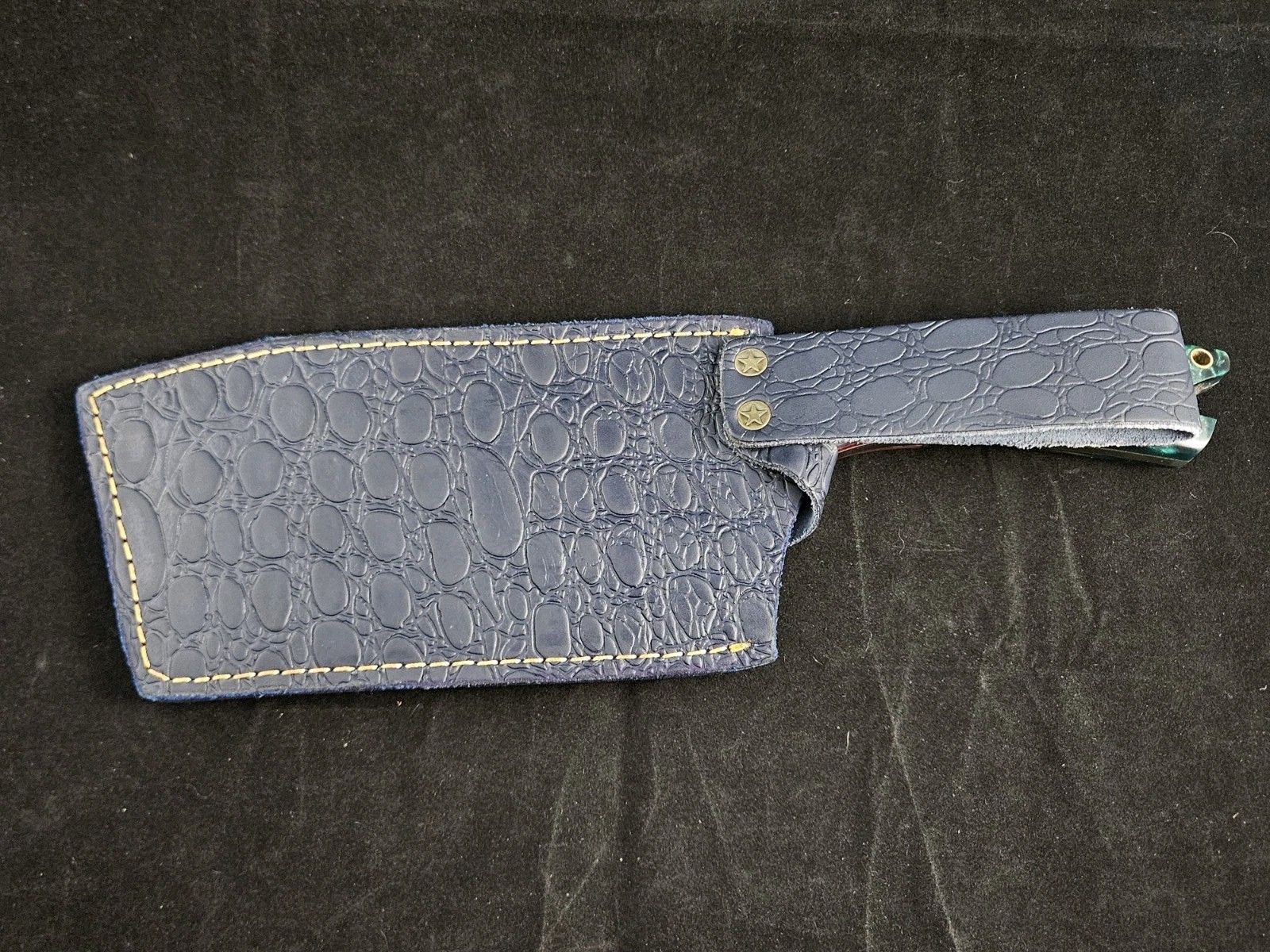 12 inch Damascus Steel Cleaver with Leather Sheath, 7 inch Blade