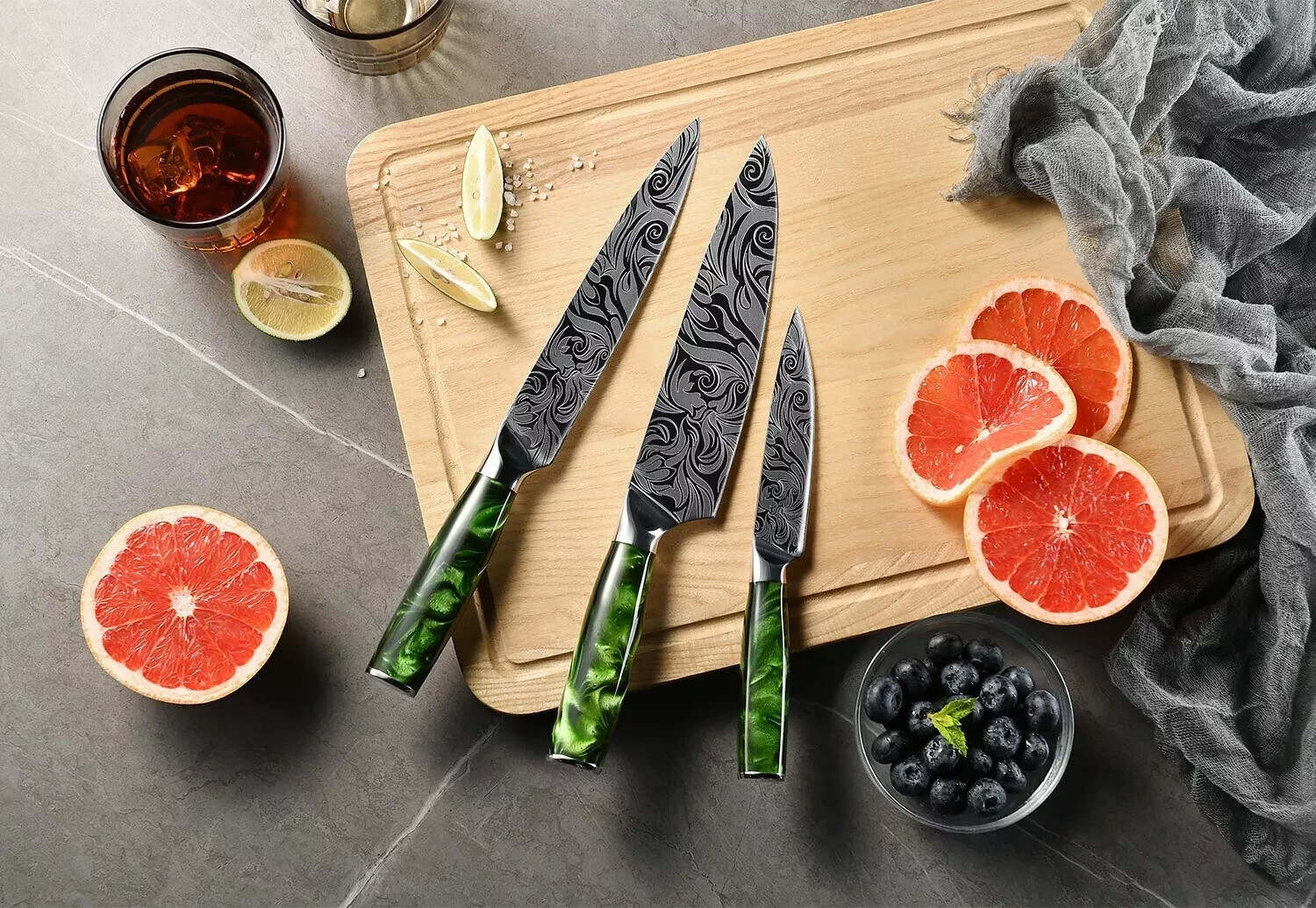 Tengoku 8-Piece Chef Knife Set Professional – High-Carbon Stainless Steel Blades
