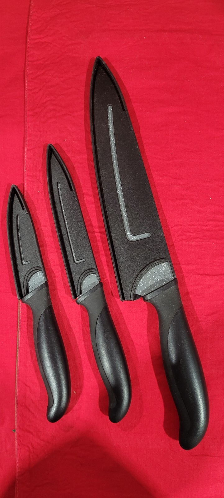 Sharper Image Black Knife Set of 3 w/Sheaths