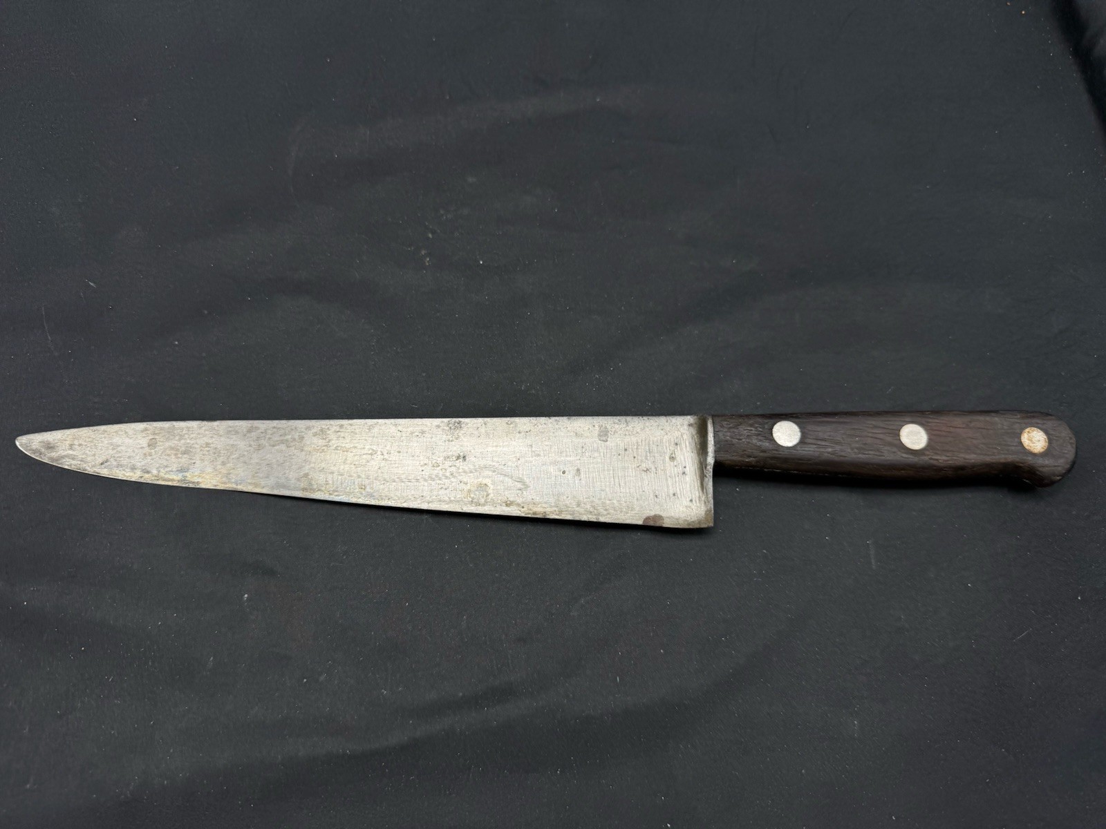 Antique 9.25″ Carbon Steel Blade Kitchen Knife Wooden Handle