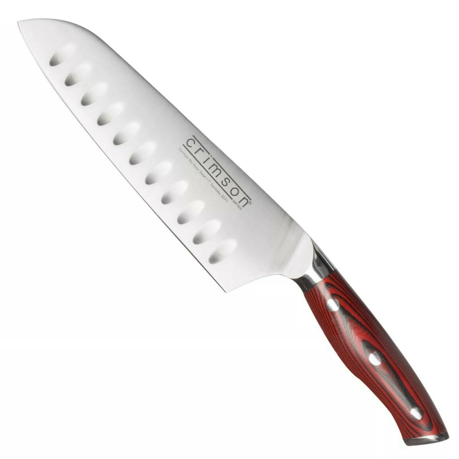 Ergo Chef Crimson Series 7″ Santoku Knife German Steel G10 Handle Granton Edge