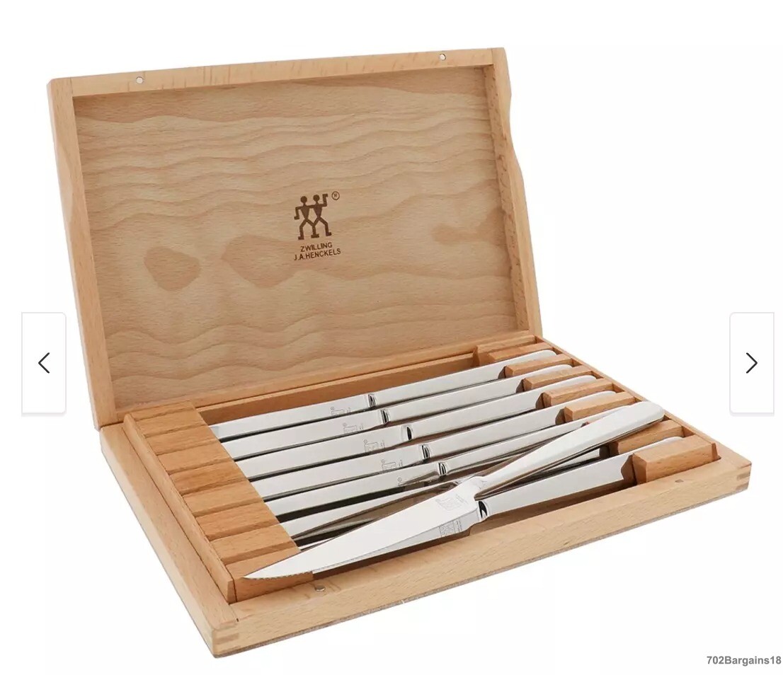 Zwilling Stainless Steel 8-Pc Steak Knife Set with Wood Pres
