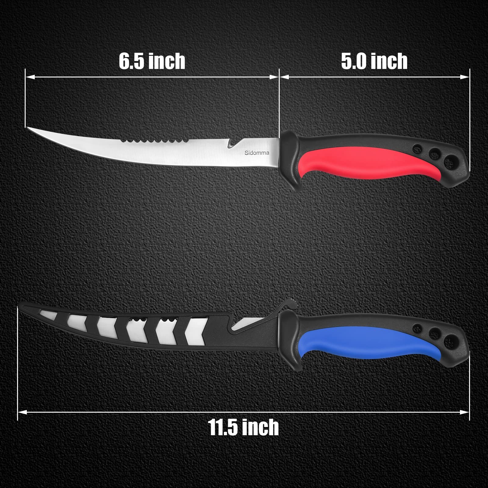 2 pcs Fishing Fillet Knife Set Stainless Steel 6.5 Inch Pro Fish Knife for Fi…