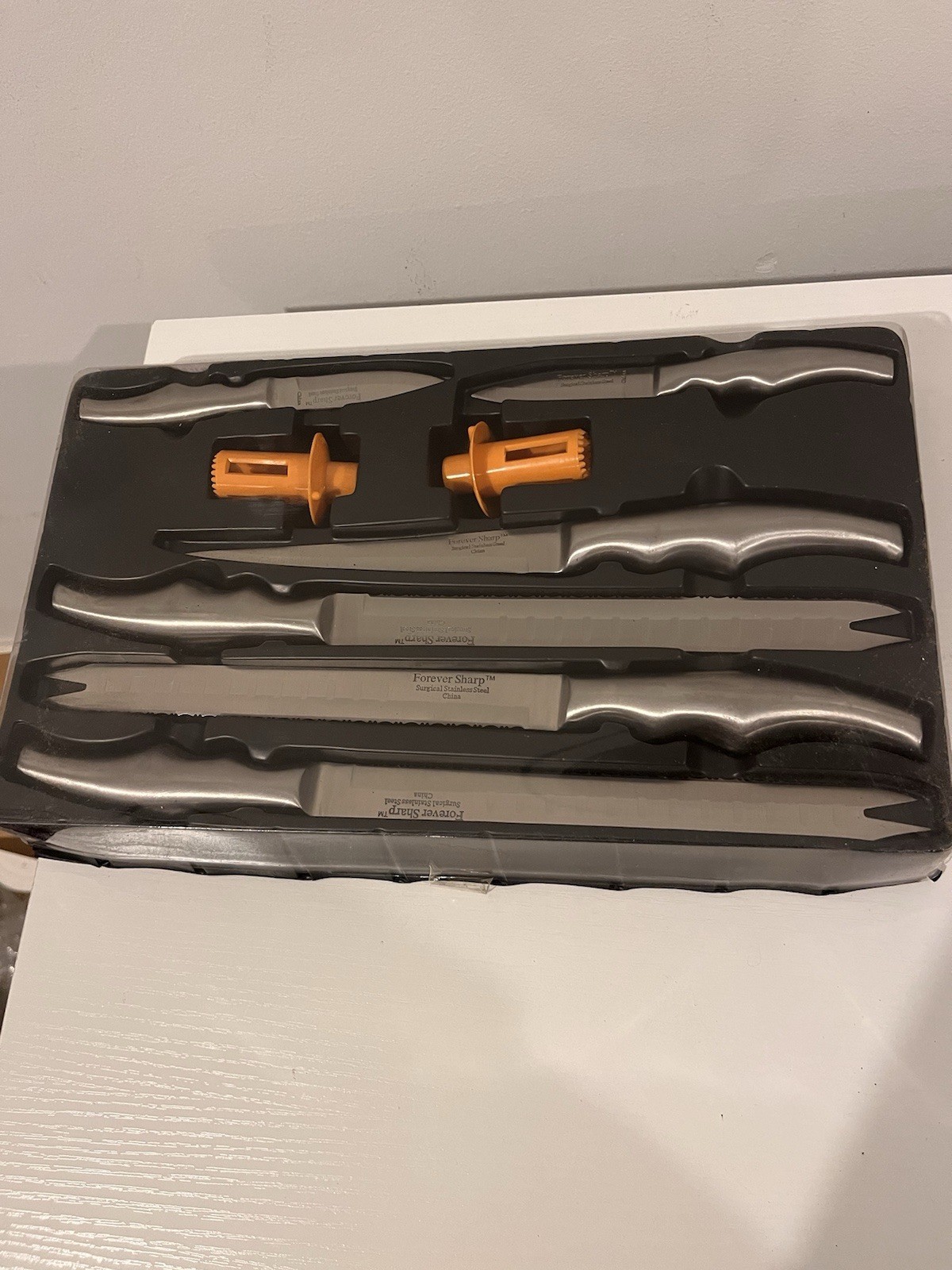 Forever Sharp Surgical Stainless Steel Kitchen Knife Set with Sharpeners –