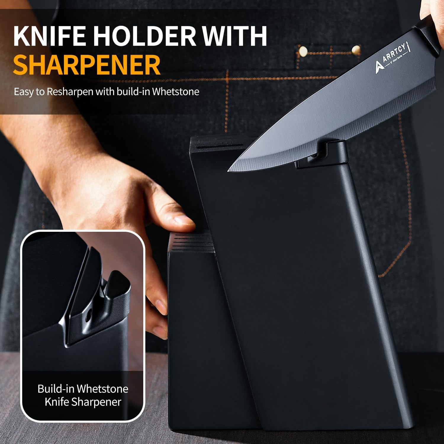 Knife Set with Block – Kitchen Knife Set German High-Carbon Steel – 15-Piece wit