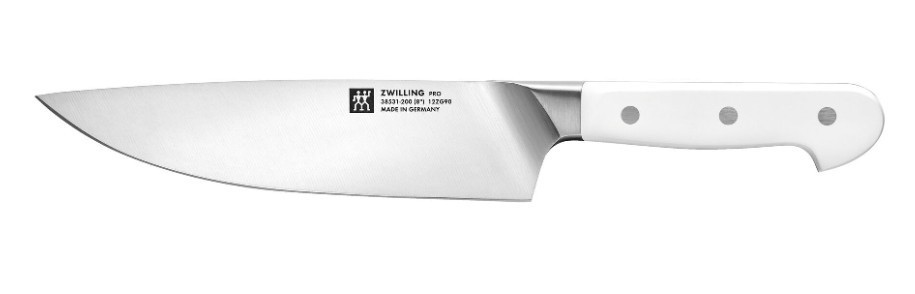 8-inch, Chef’s Knife, Ergonomic White Polymer, Triple-Rivet Handle, Comfort