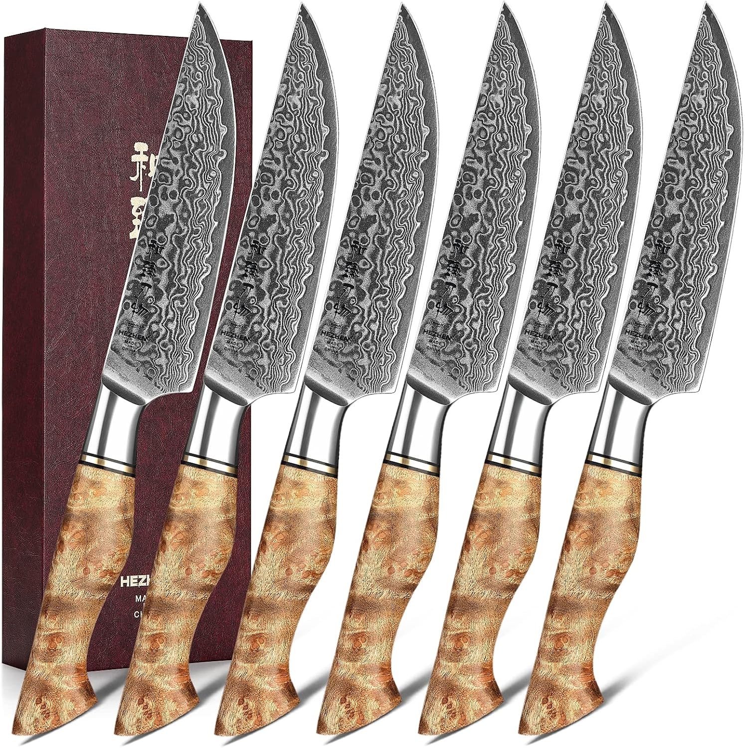 Sycamore Knife Set 6pc Damascus Professional