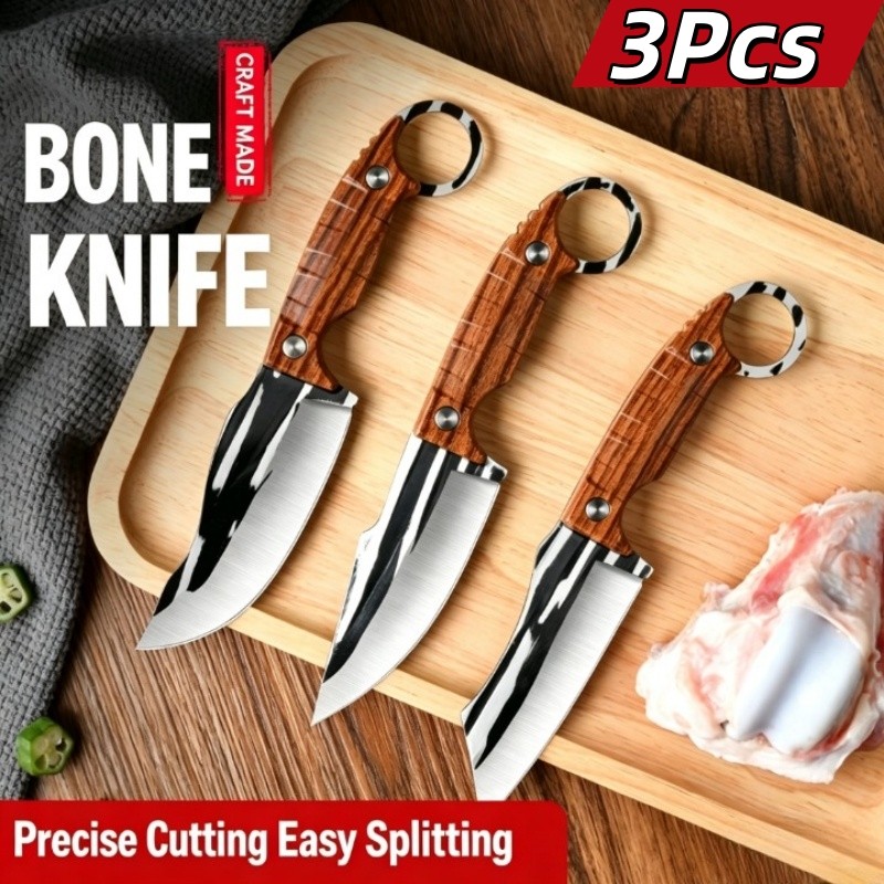 Set of 3 Handmade Damascus Steel Fillet Knife Hunting Fishing Chef Kitchen Knife