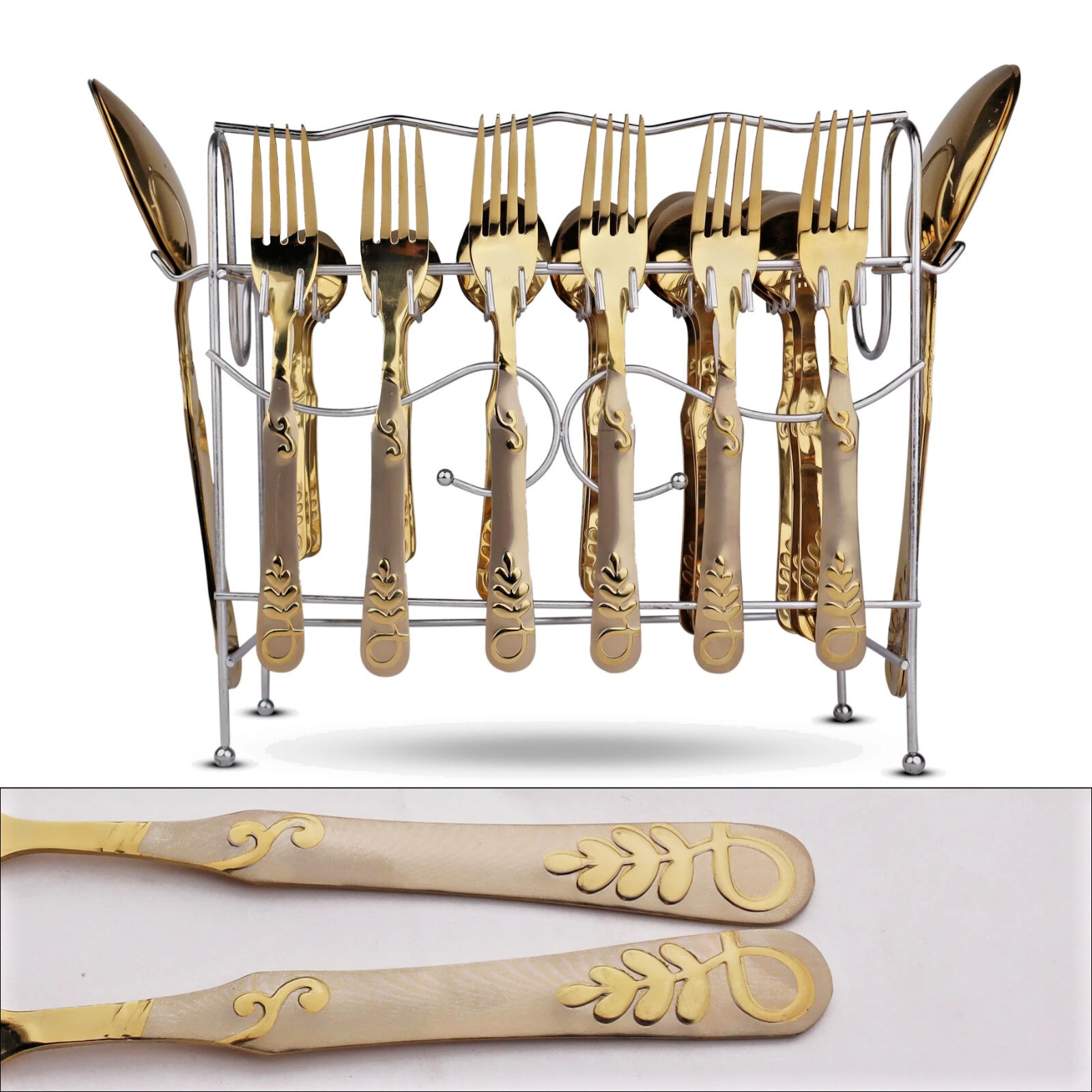 Personalized Handmade royal Chef Stainless Steel 29 Pcs PVD Coating Cutlery Set
