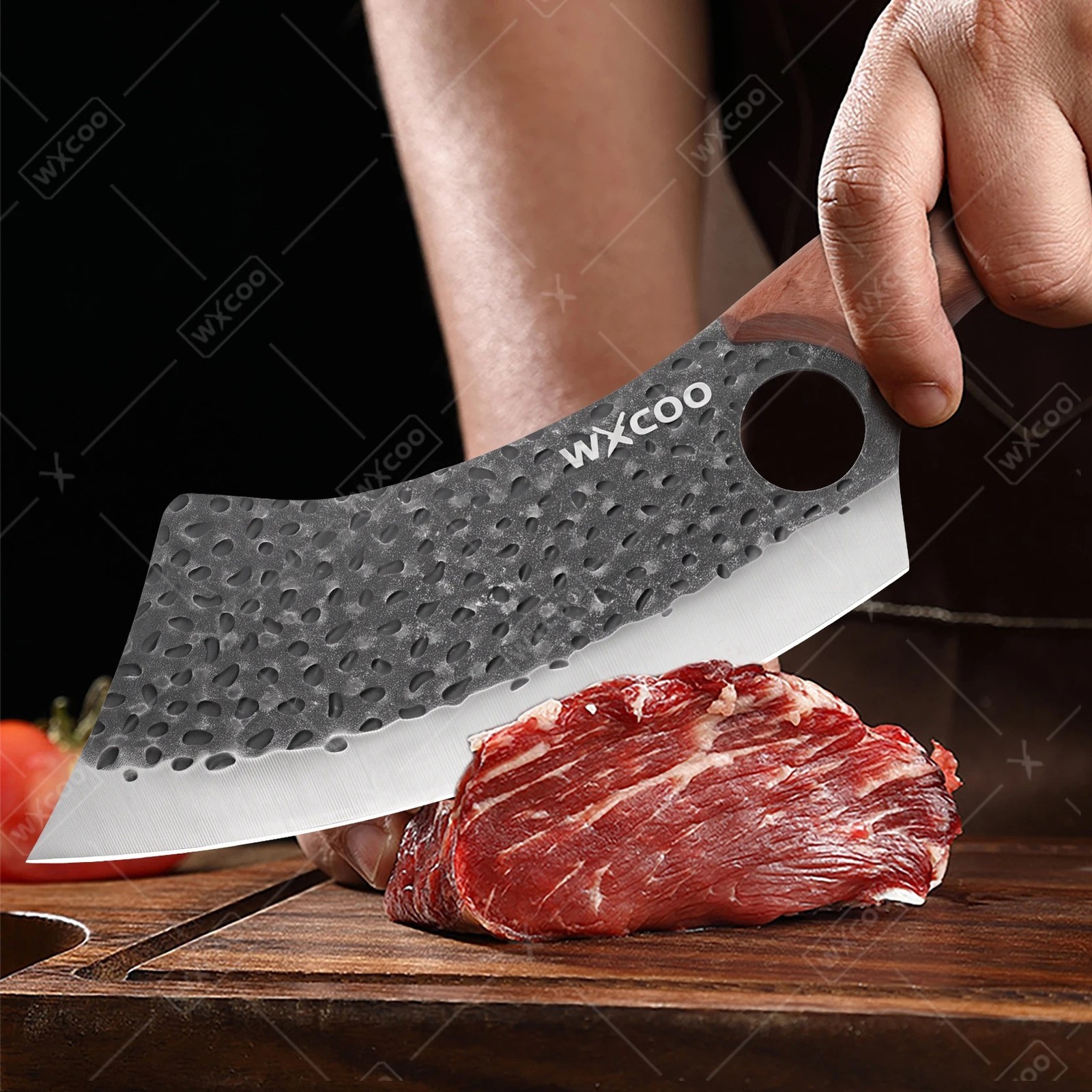 WXCOO Kitchen Knife Set with Cover 1-5pcs Stainless Steel Hand Forged Butcher Me