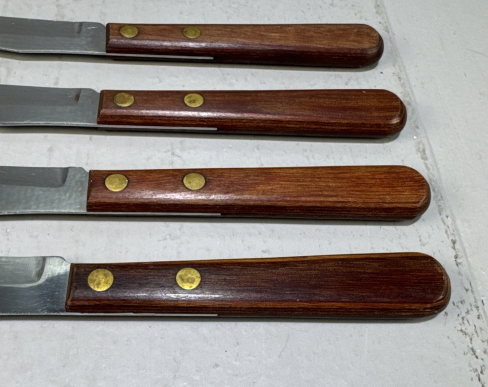 Vintage Boker Tree Brand Steak Knives Set of 4 with Wood Handles