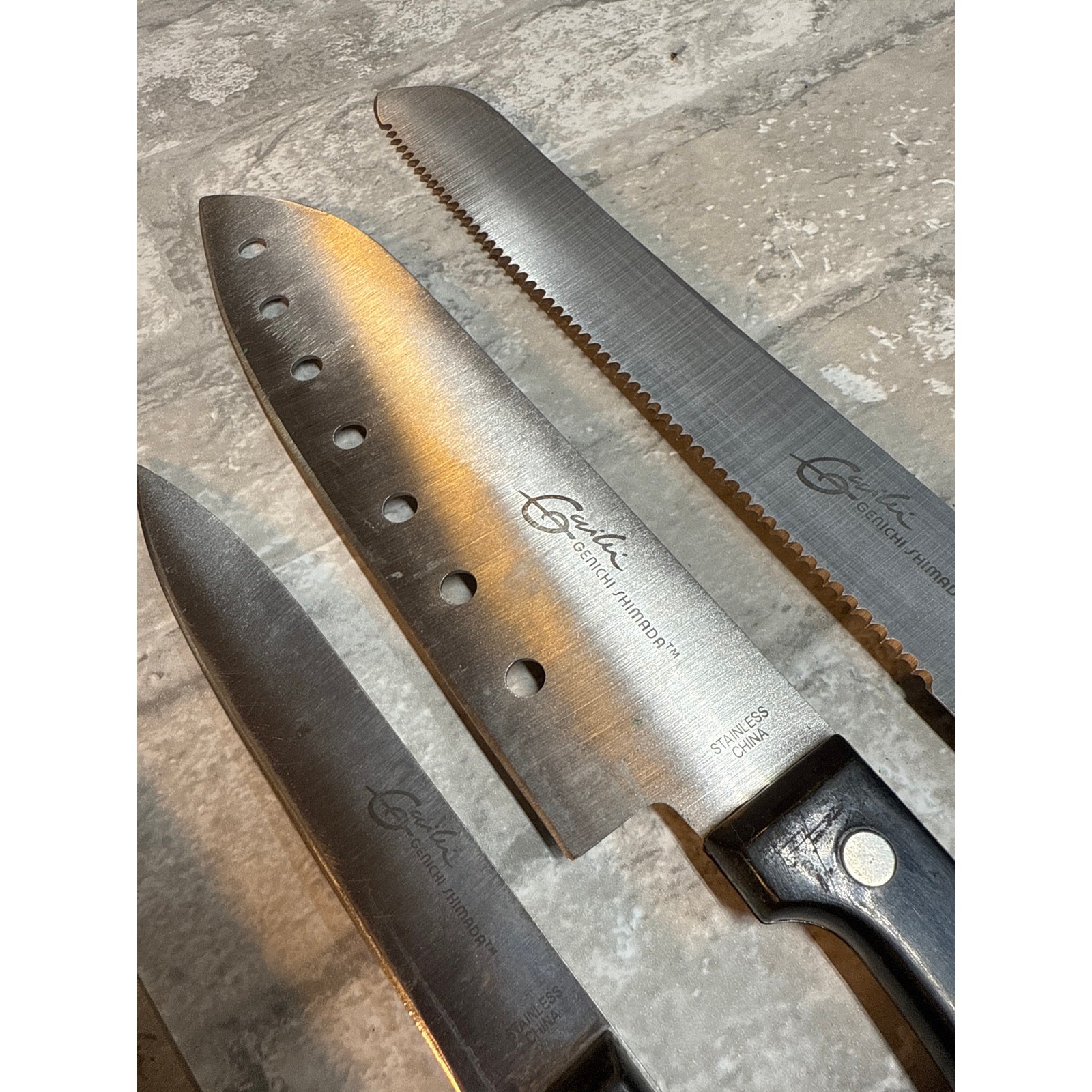 Genichi Shimada Knives: Chef’s Knife 6.5″ Bread Knife 7 3/4″ Utility Knife 4 3/4