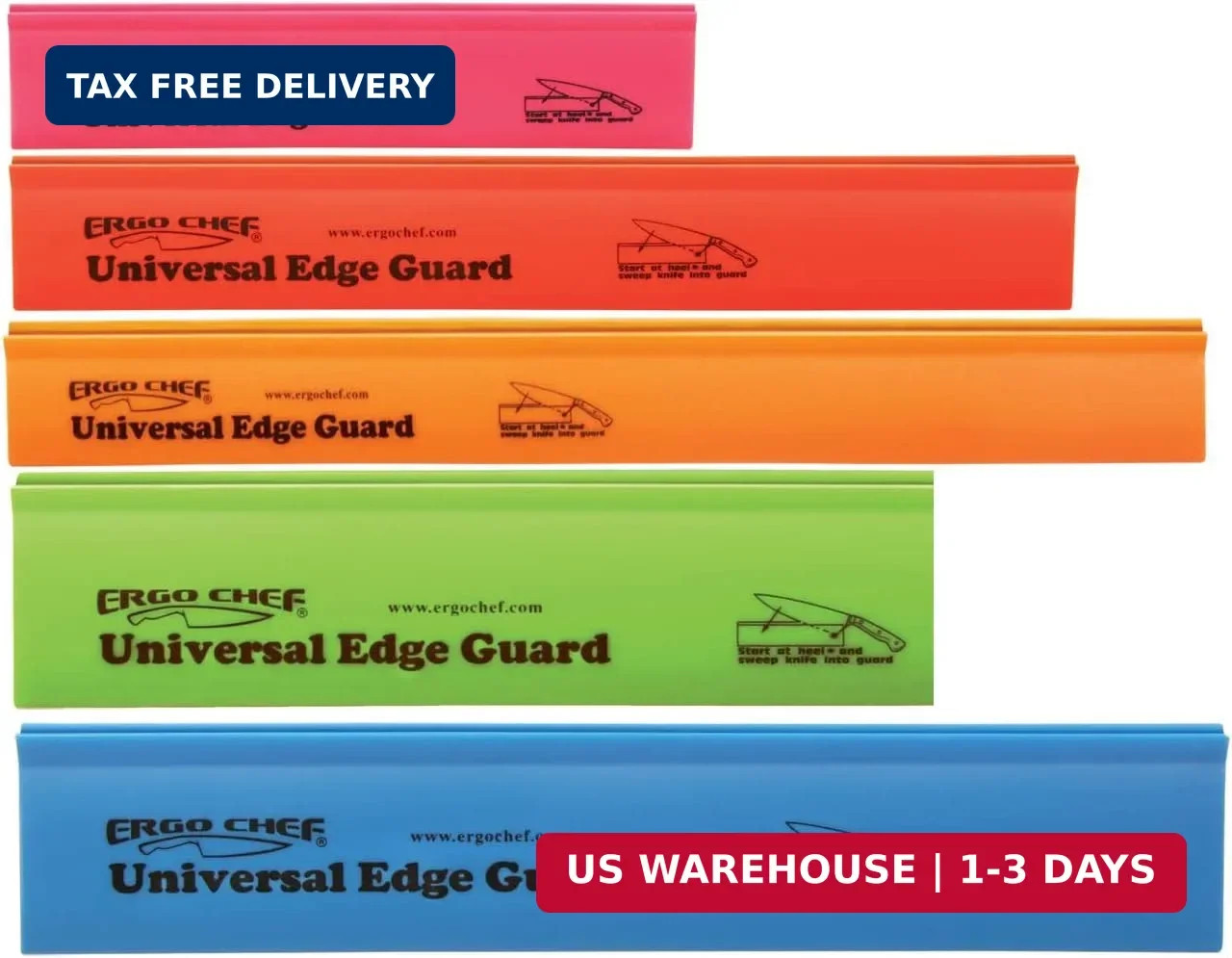 5pc Universal Knife Edge Guard Set Multicolored / Multi-sized / for Chef knife,