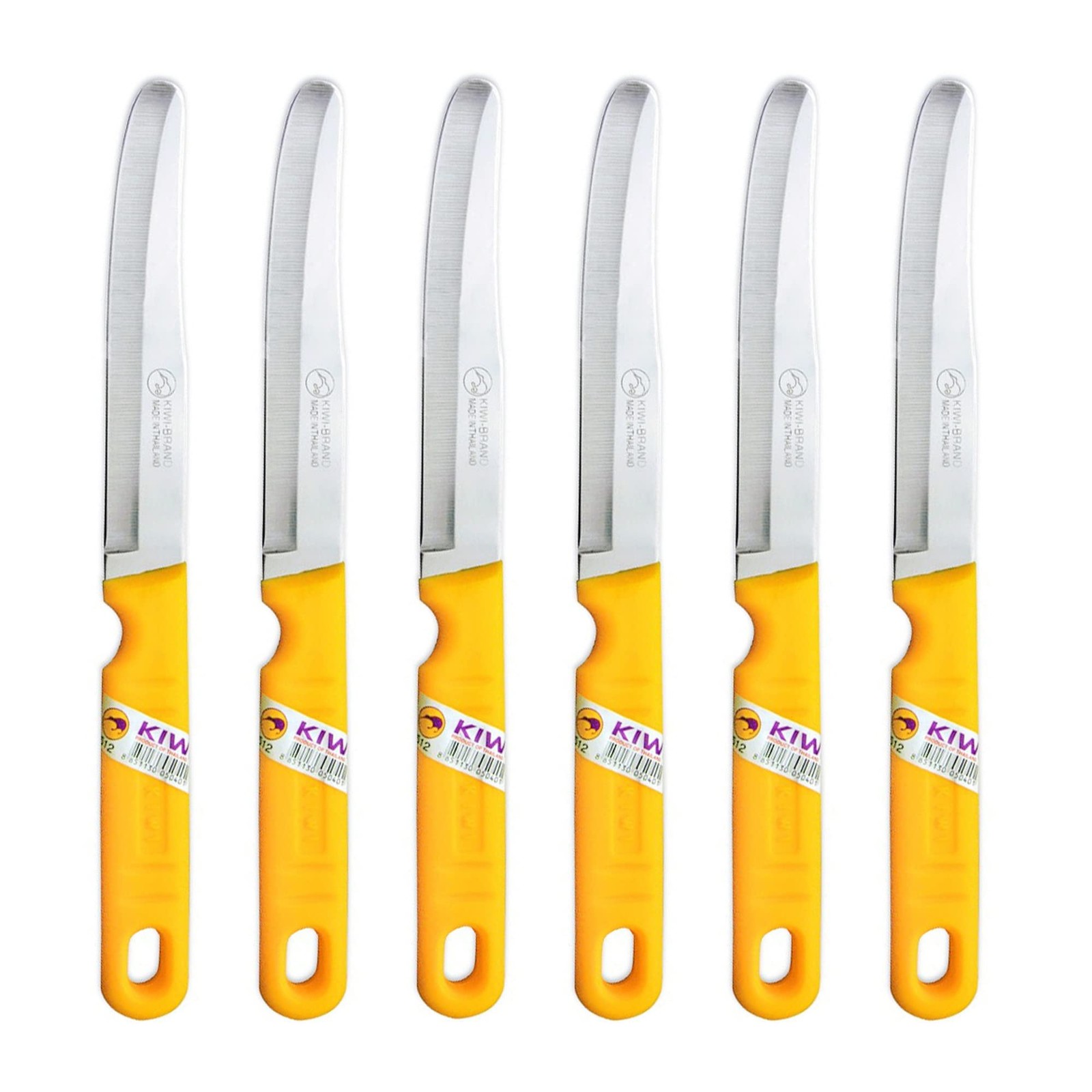 Kiwi SET 512 6 piece Fruit Knives,Silver and Yellow