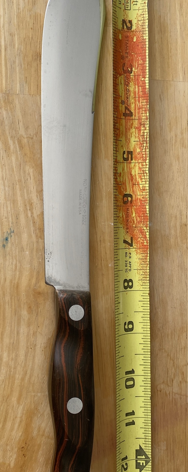 Vintage Cutco 1022 Butcher Knife w/Classic Brown & Red Swirl Handle (M)