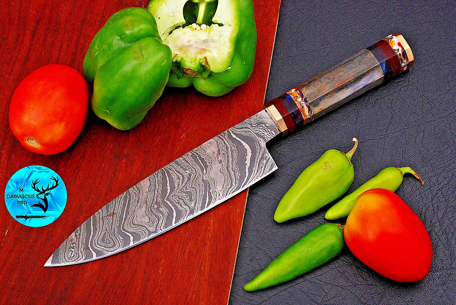 CUSTOM HANDMADE FORGED DAMASCUS STEEL CHEF KNIFE KITCHEN KNIFE 1389